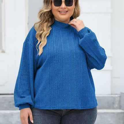 Plus Size Mock Neck Long Sleeve Knit Top