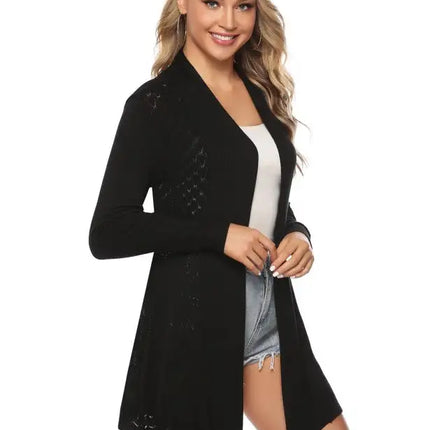 Cárdigan de manga larga de punto abierto para mujer 