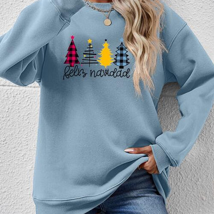 Round Neck Graphic Long Sleeve Sweatshirt