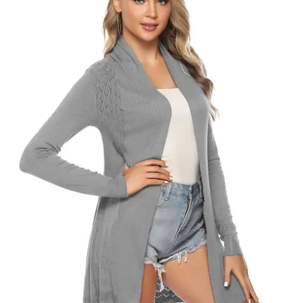 Cárdigan de manga larga de punto abierto para mujer 