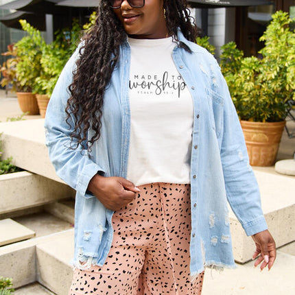 Simply Love Full Size MADE TO WORSHIP Short Sleeve T-Shirt