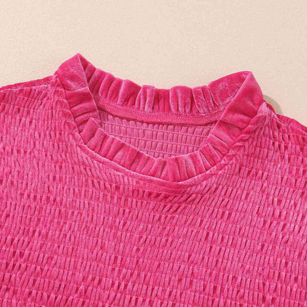 Smocked Round Neck Long Sleeve Dress - Vickie Lynn's