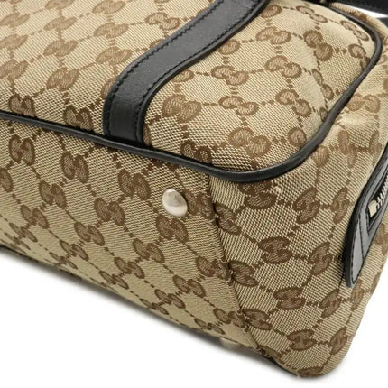 Gucci Gg Canvas Twins Mini Boston Bag Leather Khaki