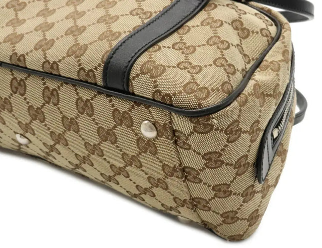 Gucci Gg Canvas Twins Mini Boston Bag Leather Khaki