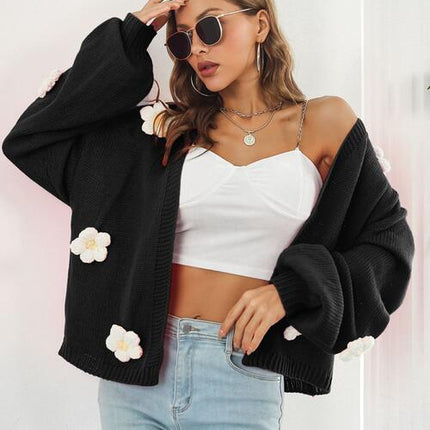 Floral Open Front Long Sleeve Cardigan