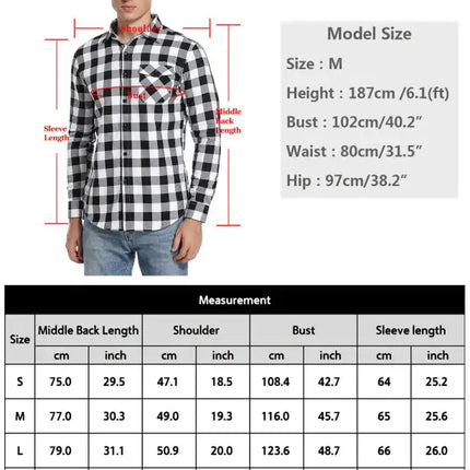 Men's Flannel Plaid Plus Velvet Long Sleeve Shirt
