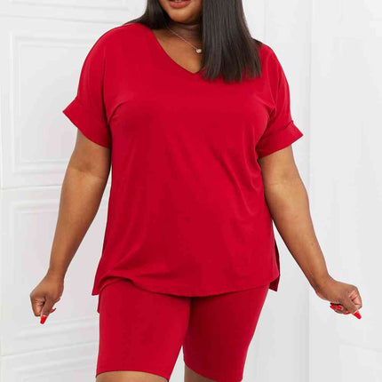 Zenana Full Size Quiet Moments Brushed Lounge Set in Burgundy