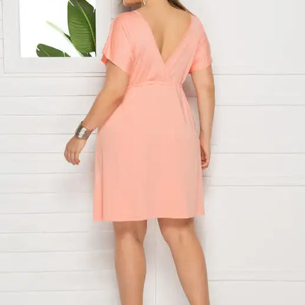 Vestido liso con escote en V profundo para mujer, talla grande 
