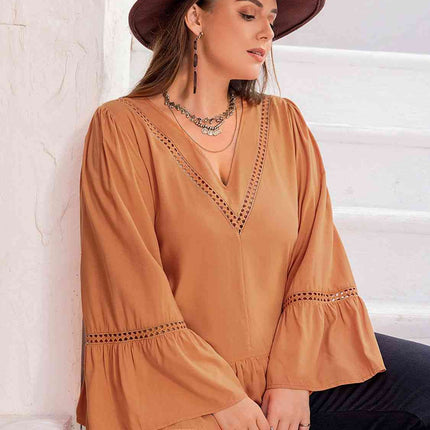 Plus Size V-Neck Peplum Blouse