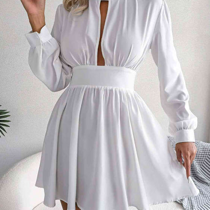 Cutout Turtleneck A-Line Mini Dress