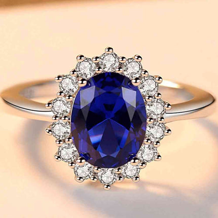Synthetic Sapphire 925 Sterling Silver Ring