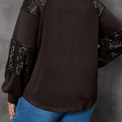 Plus Size Sequin Christmas Elements Long Sleeve T-Shirt