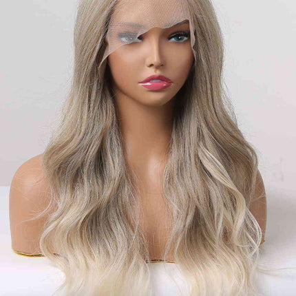13*2" Lace Front Wigs Synthetic Long Wave 24" 150% Density in Medium Blonde Highlights