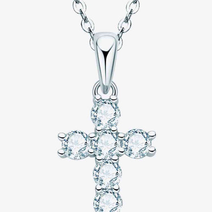 925 Sterling Silver Cross Moissanite Pendant Necklace