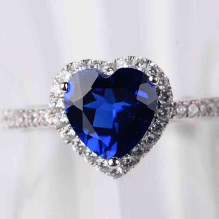 2 Carat Moissanite Heart-Shaped Side Stone Ring