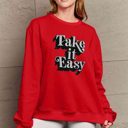 Simply Love Full Size TAKE IT EASY Graphic Sweatshirt