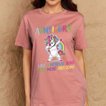 Simply Love Full Size AUNTICORN LIKE A NORMAL AUNT BUT MORE AWESOME Graphic Cotton Tee