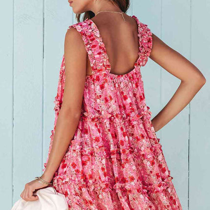 Printed Square Neck Sleeveless Mini Dress