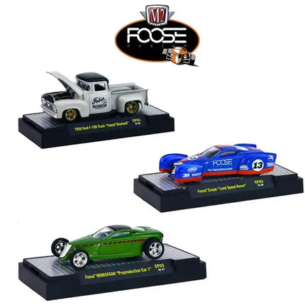 Chip Foose Release 3, 3 Cars Set WITH CASES 1/64 Diecast Model Cars by M2 Machines