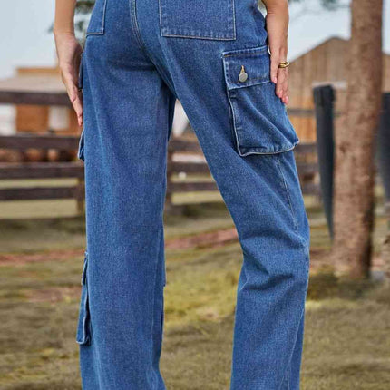 Loose Fit Long Jeans with Pockets