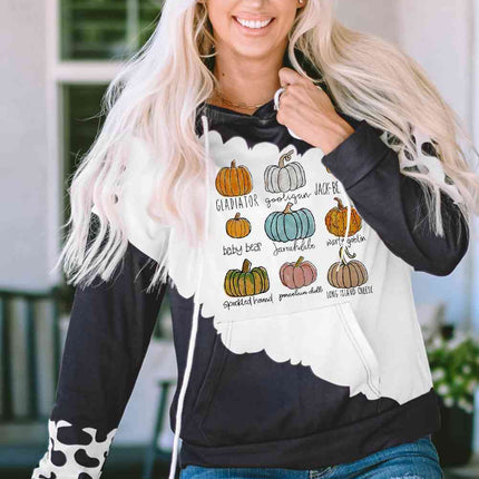 Pumpkin Graphic Drawstring Hoodie with Pocket