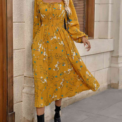 Square Neck Smocked Waist Dress