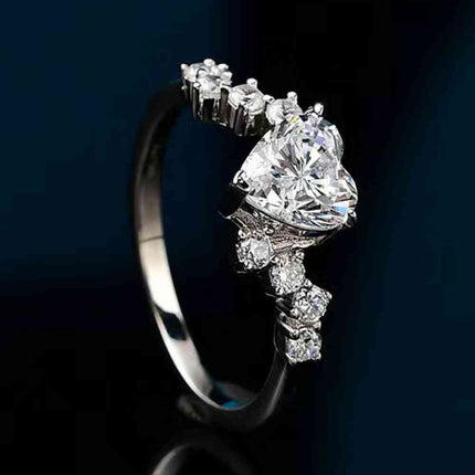 1 Carat Moissanite Heart 925 Sterling Silver Ring