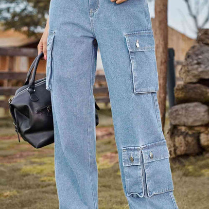 Loose Fit Long Jeans with Pockets