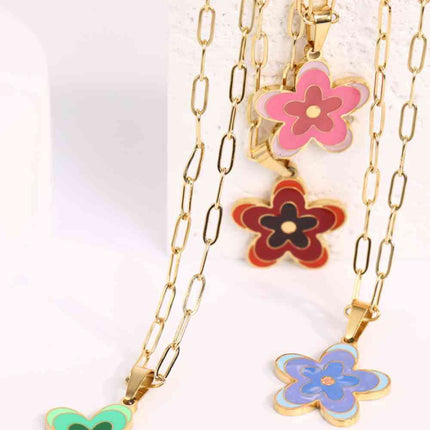 Flower Pendant Stainless Steel Necklace