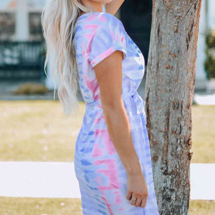 Women Tie-Dye Belted T-Shirt Dress