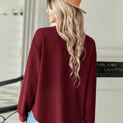 Women's fashion fake pocket knitted shirt top