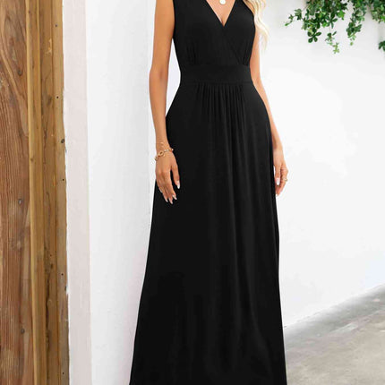 Surplice Neck Sleeveless Maxi Dress