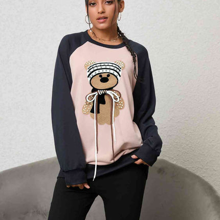 Bear Graphic Raglan Sleeve Sweatshirt
