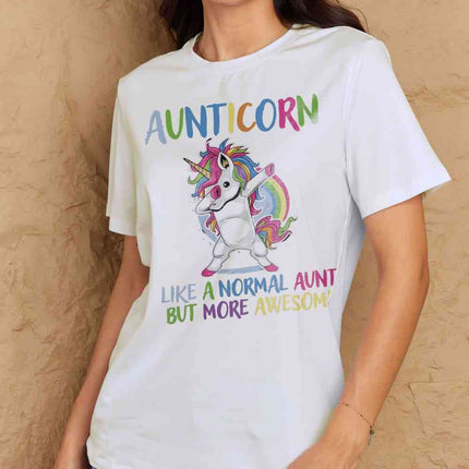 Simply Love Full Size AUNTICORN LIKE A NORMAL AUNT BUT MORE AWESOME Graphic Cotton Tee
