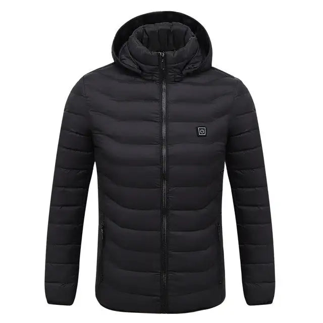 Color: Black2, Size: 3XL - Heated cotton smart electric down jacket