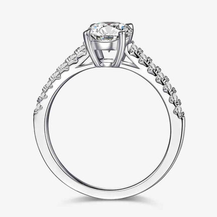 1 Carat Moissanite 925 Sterling Silver Side Stone Ring