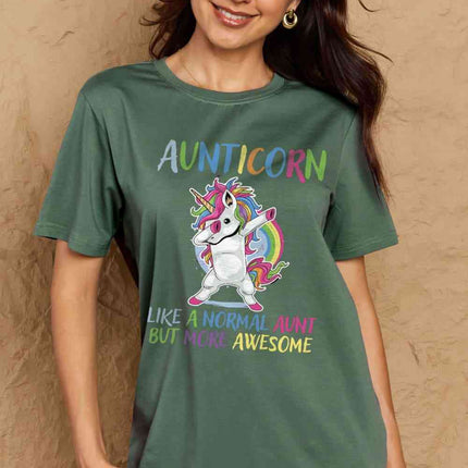 Simply Love Full Size AUNTICORN LIKE A NORMAL AUNT BUT MORE AWESOME Graphic Cotton Tee