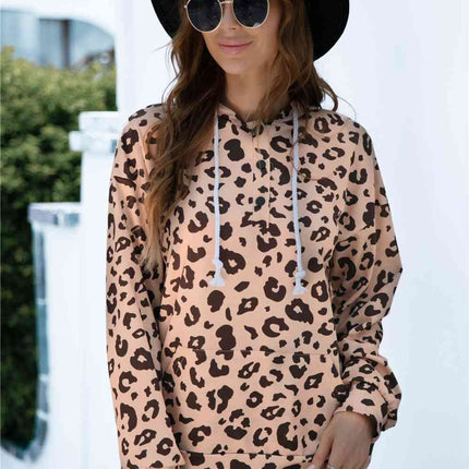 Full Size Printed Quarter-Snap Drop Shoulder Hoodie