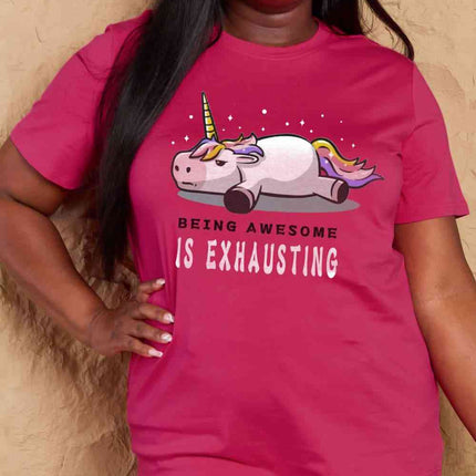 Simply Love Full Size BEING AWESOME IS EXHAUSTING Graphic Cotton Tee