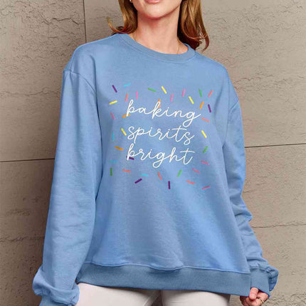 Simply Love Full Size Letter Graphic Round Neck Long Sleeve Sweatshirt