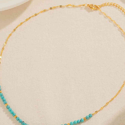 Turquoise Beaded 18K Gold-Plated Sun Shape Pendant Necklace