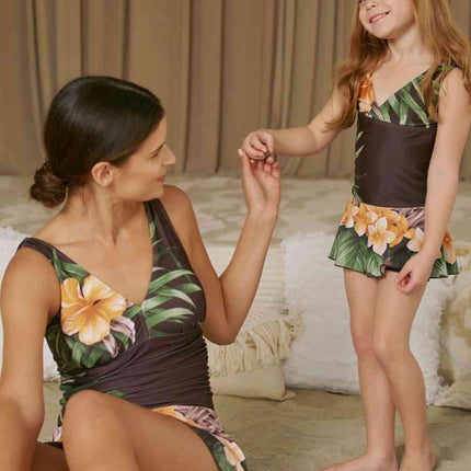 Marina West Swim Full Size Clear Waters Swim Dress in Aloha Brown