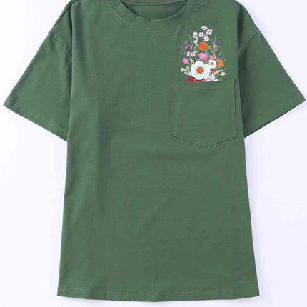 Graphic Round Neck Pocket Tee