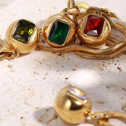 Zircon 18K Gold-Plated Geometrical Shape Pendant Necklace