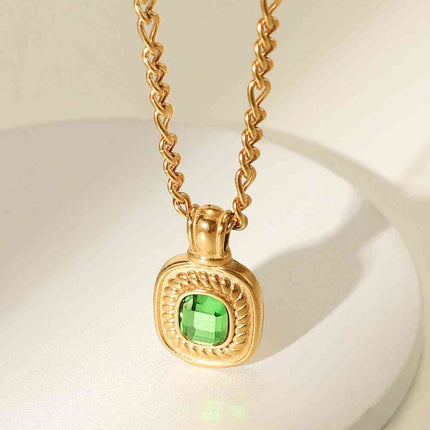 18K Gold Plated Inlaid Rhinestone Pendant Necklace