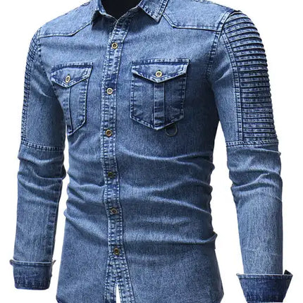 Men's Fashion Patchwork Denim Shirt