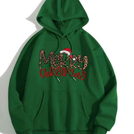 MERRY CHRISTMAS Graphic Drawstring Hoodie - Vickie Lynn's