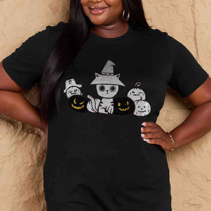 Simply Love Full Size Cat & Pumpkin Graphic Cotton T-Shirt