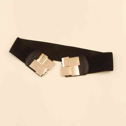 Geometric Buckle Elastic Wide Belt - Vickie Lynn's
