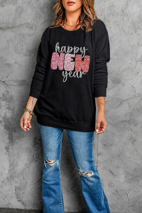 HAPPY NEW YEAR Round Neck Sweatshirt - Vickie Lynn's